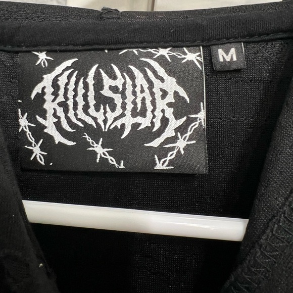 Killstar Black Distressed Long Sleeve assymetrical hem hoodie - Picture 3 of 5